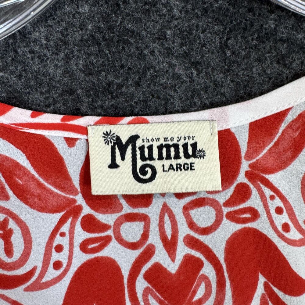 Show Me Your Mumu Peta Boo Blouse Tunic Women's Large Red Peta-Boo Floral - Picture 3 of 7